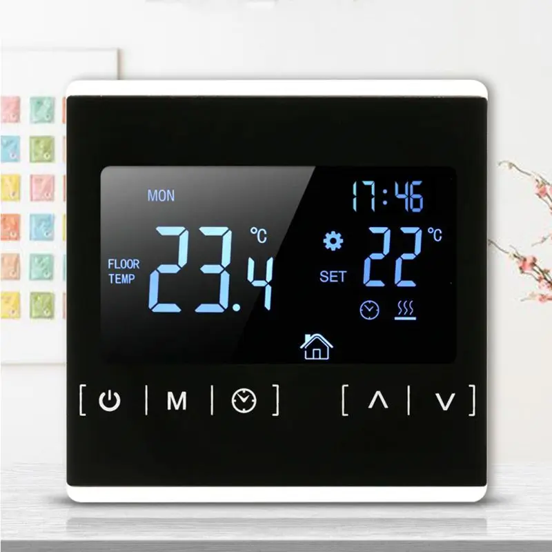 LCD de pantalla táctil termostato eléctrico piso de agua del sistema de calefacción termoregulador AC85-240V controlador de temperatura LCD de pantalla táctil termostato eléctrico piso de agua del sistema de calefacción termoregulador AC85-240V controlador de temperatura