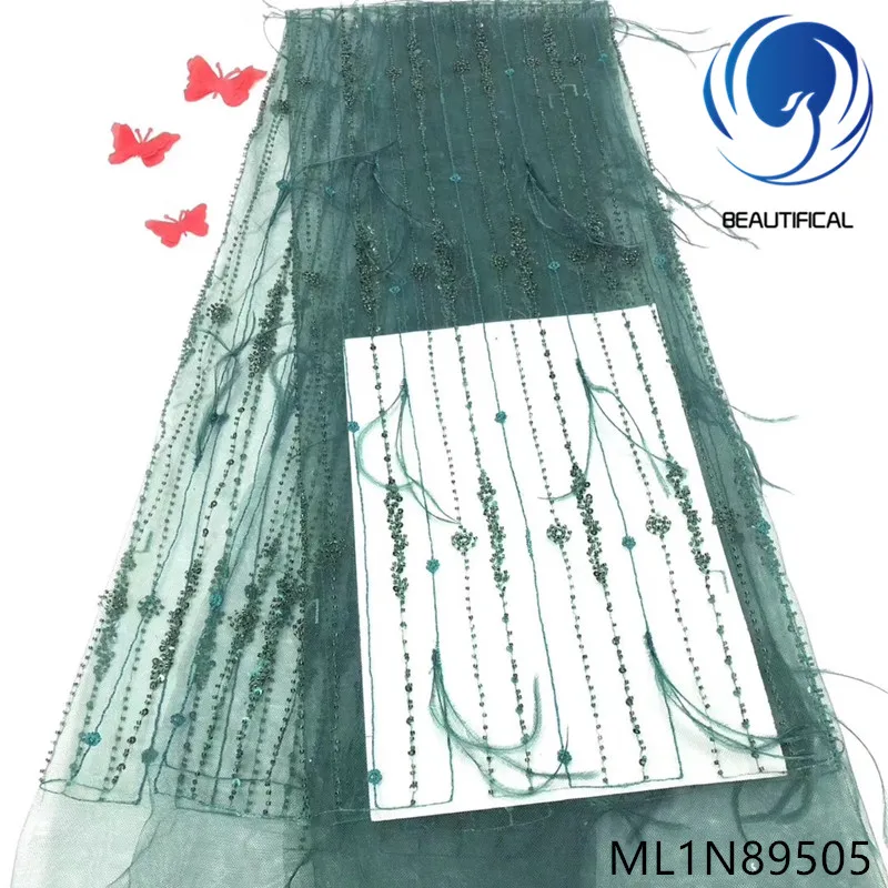 

Beautifical african lace fabrics 5yards/lot Latest Fashion 3d villose lace fabric french net lace sequins fabric ML1N895