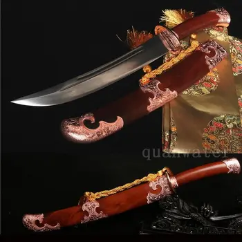 

21' ACID FAT WOOD FOLDED STEEL BLADE HAND MADE CHINESE QING SWORD DAO