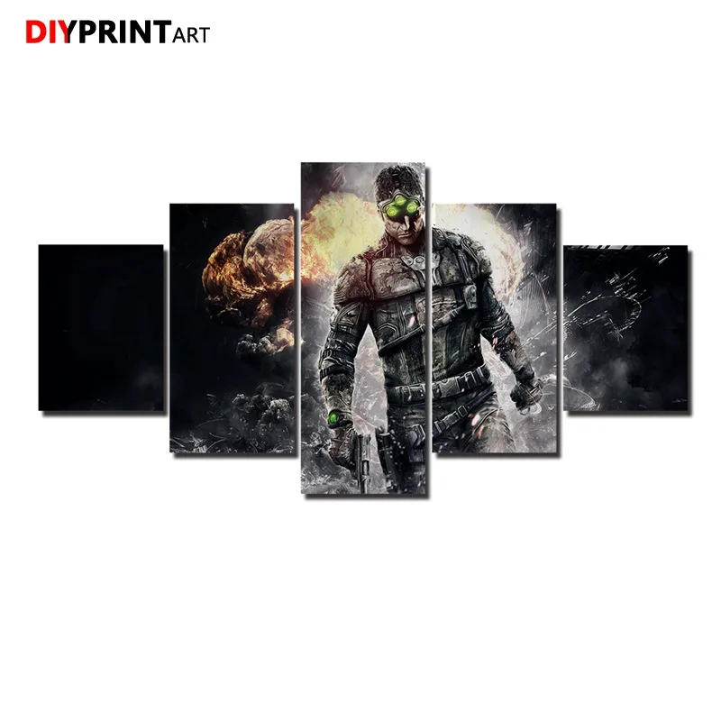 

Splinter Cell Blacklist Soldier 5 Panels Canvas Painting Modular Picture for Livingroom A1820