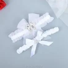 Новые оригинальные модные белые ленты Свадебные Подвязки Комплект для невесты свадебное платье украшения ручной работы со стеклом камень