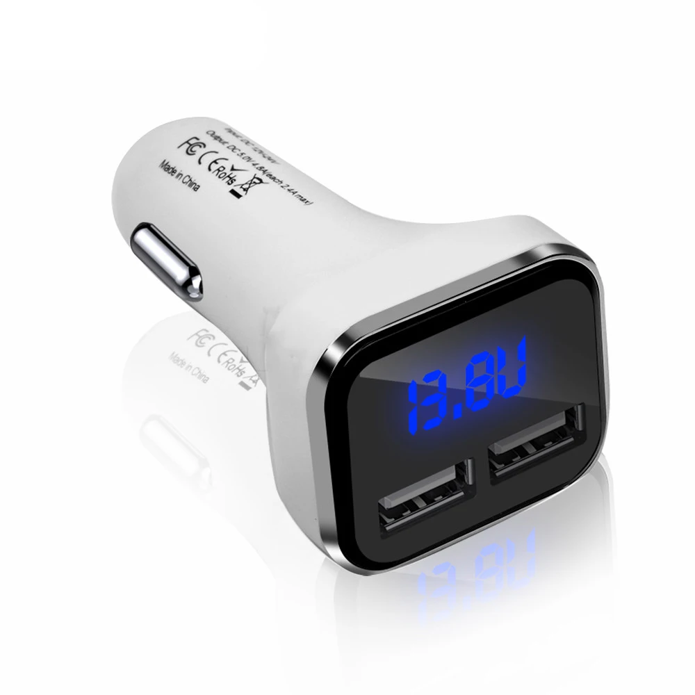 Микро авто Универсальный двойной Переходник USB для зарядки в машине со светодиодный дисплей Вольт Ампер метр DC 4.8A 5 В Автомобильное зарядное устройство для телефона с светодиодный