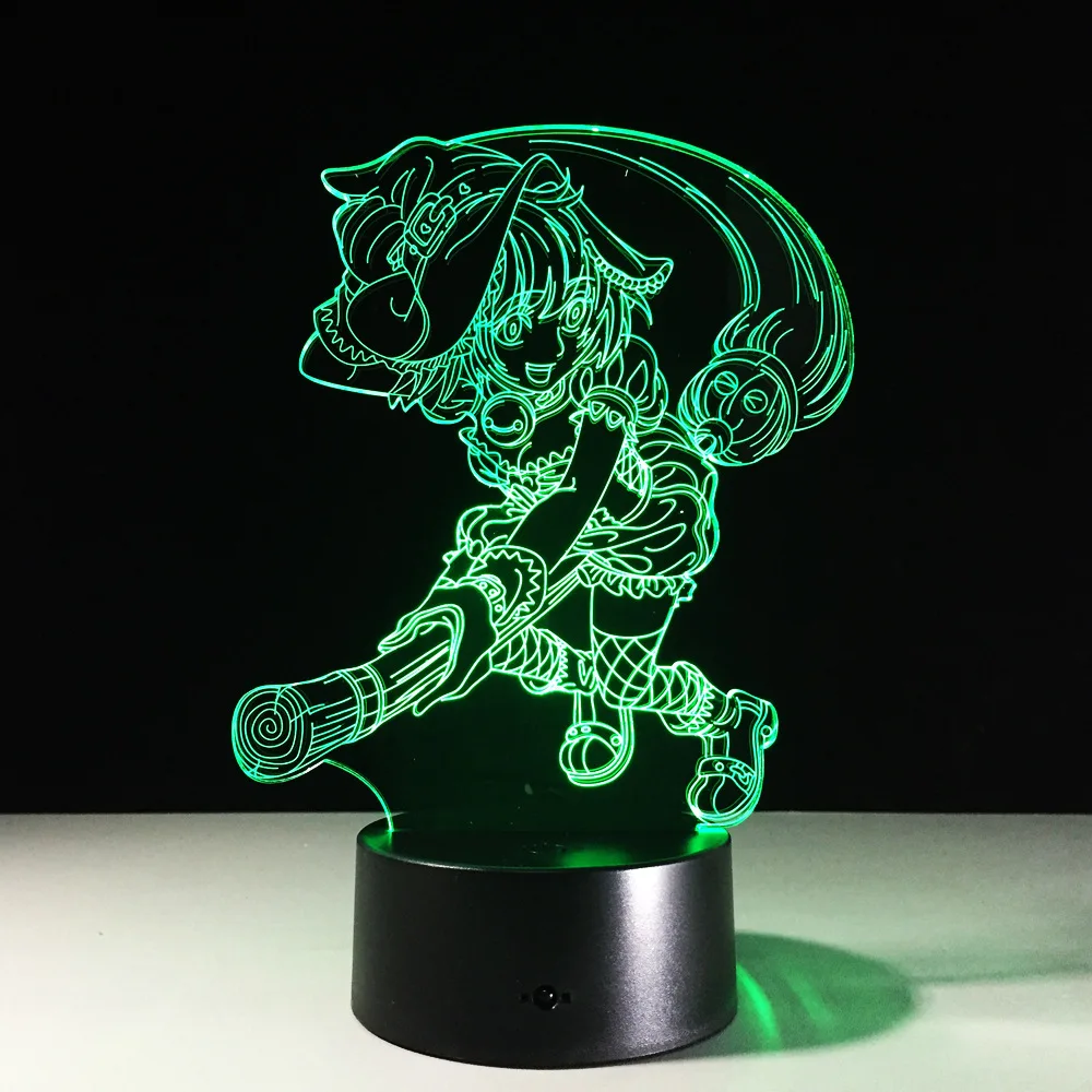 TouHou проект Kirisame Marisa светодиодный 3d-ночник настольная лампа RGB 7 цветов Изменение акриловый для Рождественский подарок