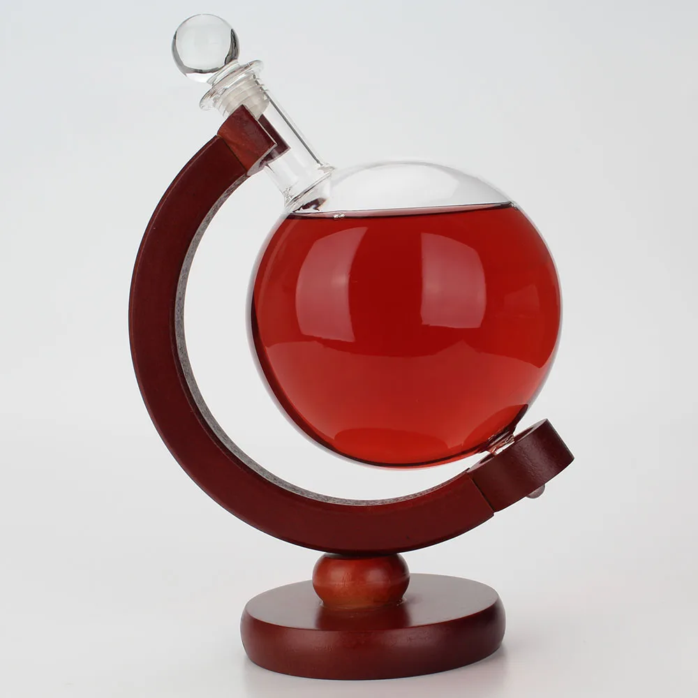 

Mini Globe Whiskey Decanter Wine Aerator Glass Wine Bottle with Holder Rack Alcohol Vodka Liquor Decanter Pourer Barware 500ML