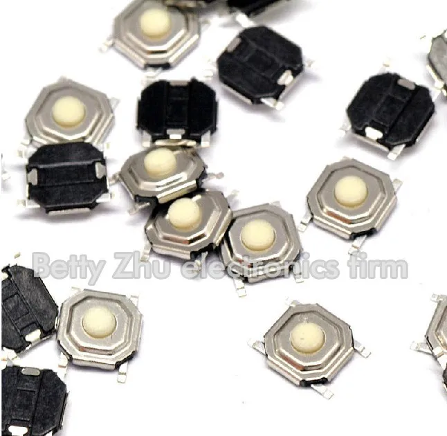 2000 шт/партия 4*4*1,7 мм SMD тактовый переключатель 4-контактный Пластиковый Кнопочный/Водонепроницаемая головка белая пластиковая головка