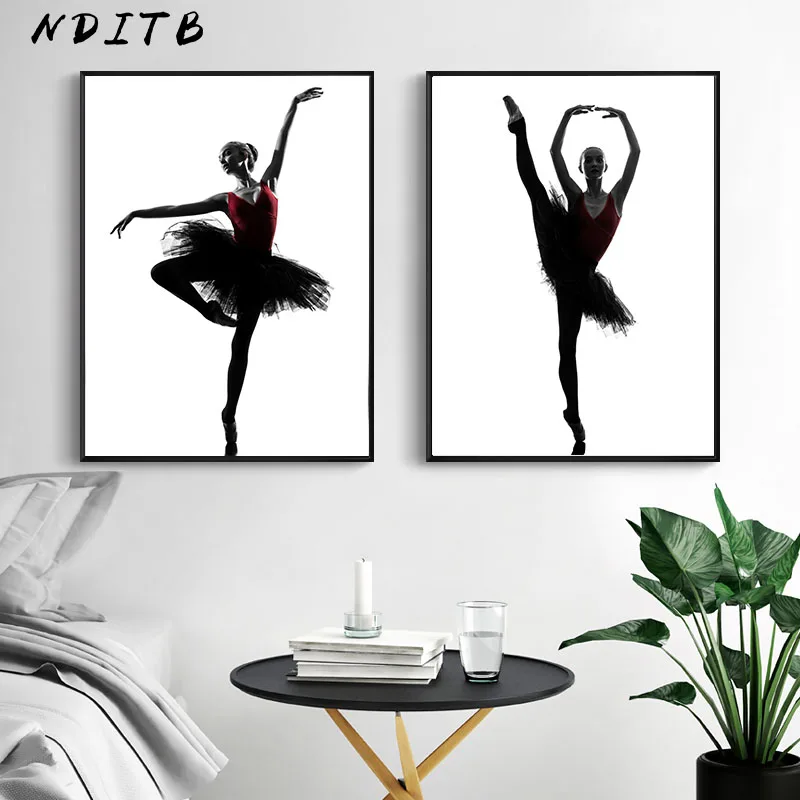 YDHP Bailarina de Ballet Carteles e Impresiones n/órdicos en Blanco y Negro Arte de la Pared Pintura en Lienzo Cuadros de Pared Habitaci/ón de ni/ña Decoraci/ón de dormitorio-40x60cmx3 Piezas sin Marco