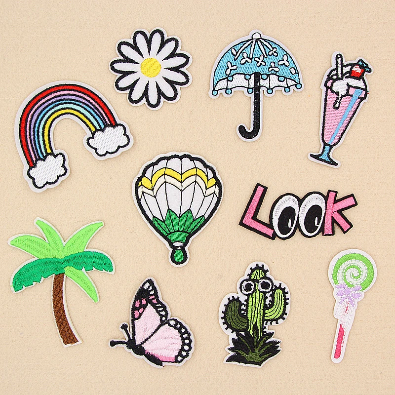 

1 Set Butterfly Cactus Embroidered Patch T Shirt Press Sticker Sew On Transfers Patches for Hoodies Coat Shoes Hat