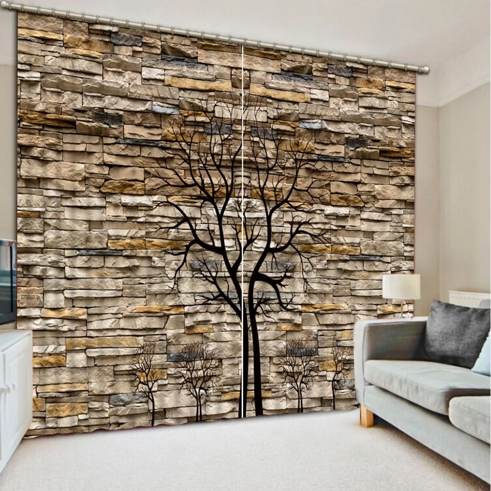 

custom luxury curtains for living room european style Walls of branches 3d blackout curtains for the bedroom