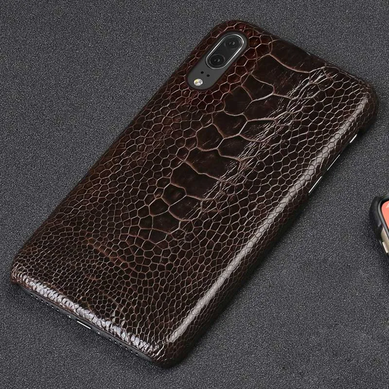 Чехол для телефона для huawei P20 P30 Lite Коврики 10 20 lite рro Y6 Y9 P Smart настоящий Страус ножной тормоз чехол для Honor 7X 7A 8X9 10 lite - Цвет: Brown