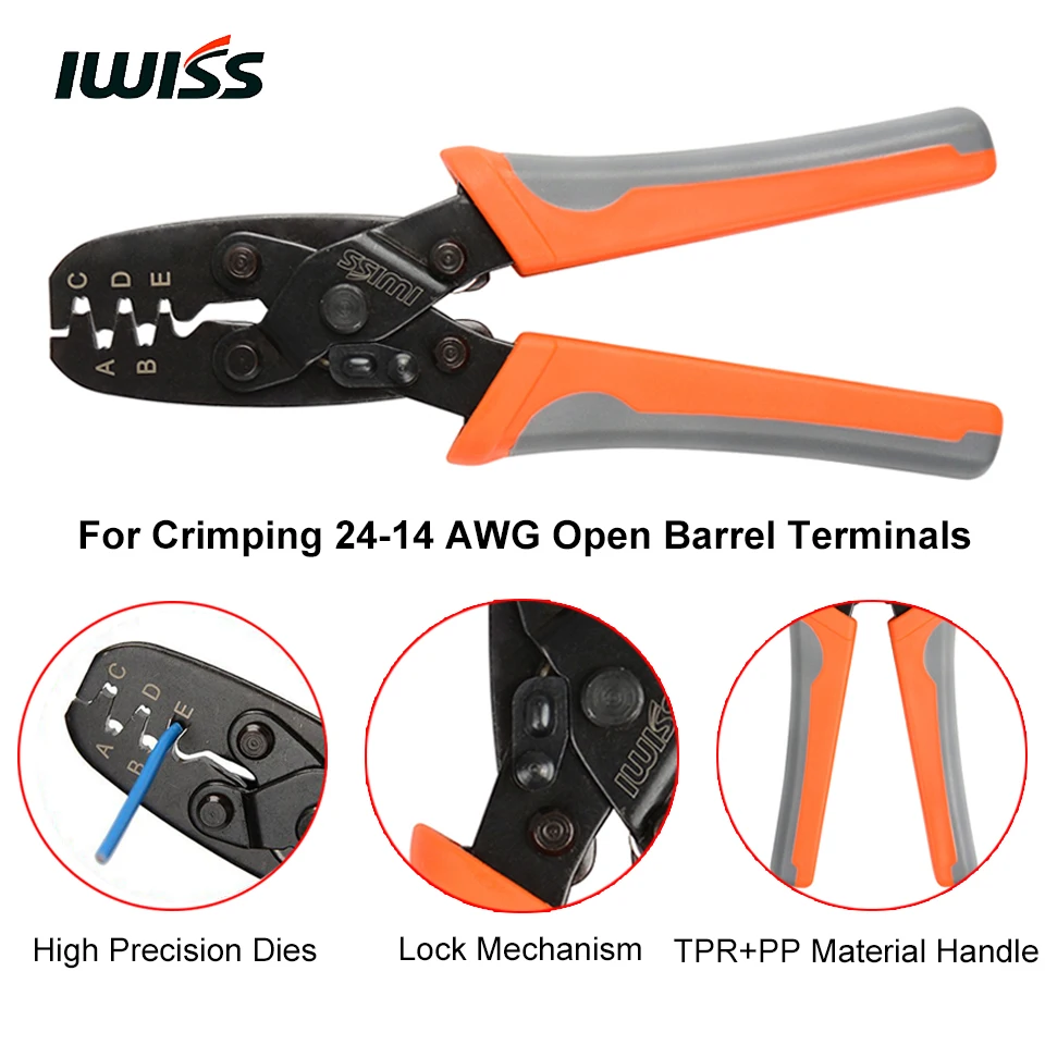 IWISS IWS 1424A Open Barrel Terminal Crimper Plier Tool for Molex Style