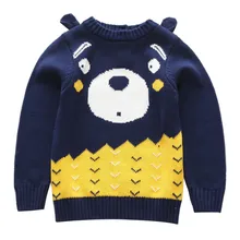 Новое поступление, зимние топы с милым рисунком медведя для маленьких мальчиков, Детский свитер пальто для малышей Топы для детей, вязаная верхняя одежда для детей от 2 до 5 лет