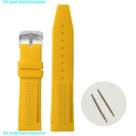 22mm Yellow Color Silicone Jelly Rubber Ladies Men Watch Band Straps WB1075C22JB