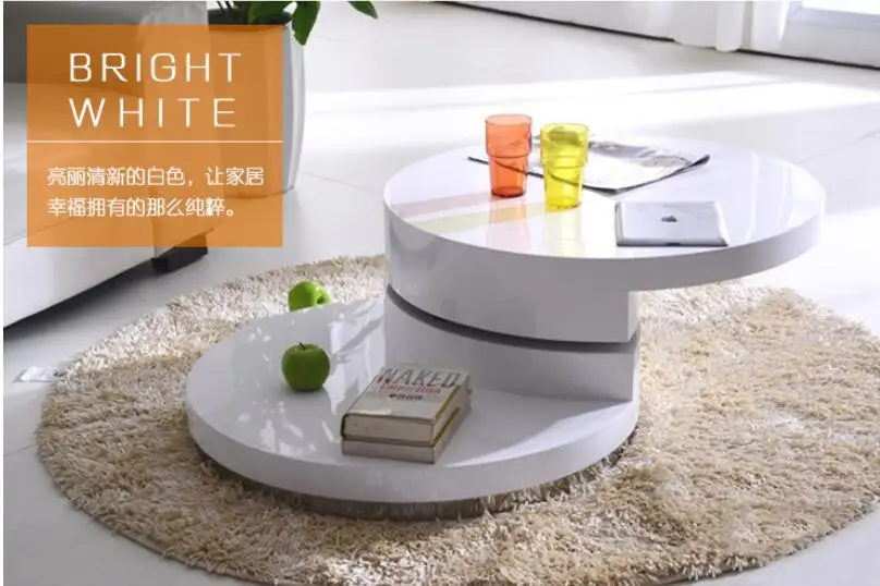 Simple small family. Round tea table. Table of black and white of the lacquer that bake sale