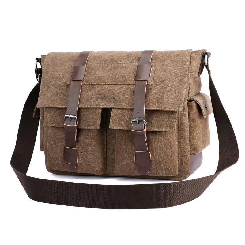 

Outdoor Men Canvas Messenger Crossbody Bag Laptop Bag Military Handbag Hiking Travel Climbing Shoulder Bag