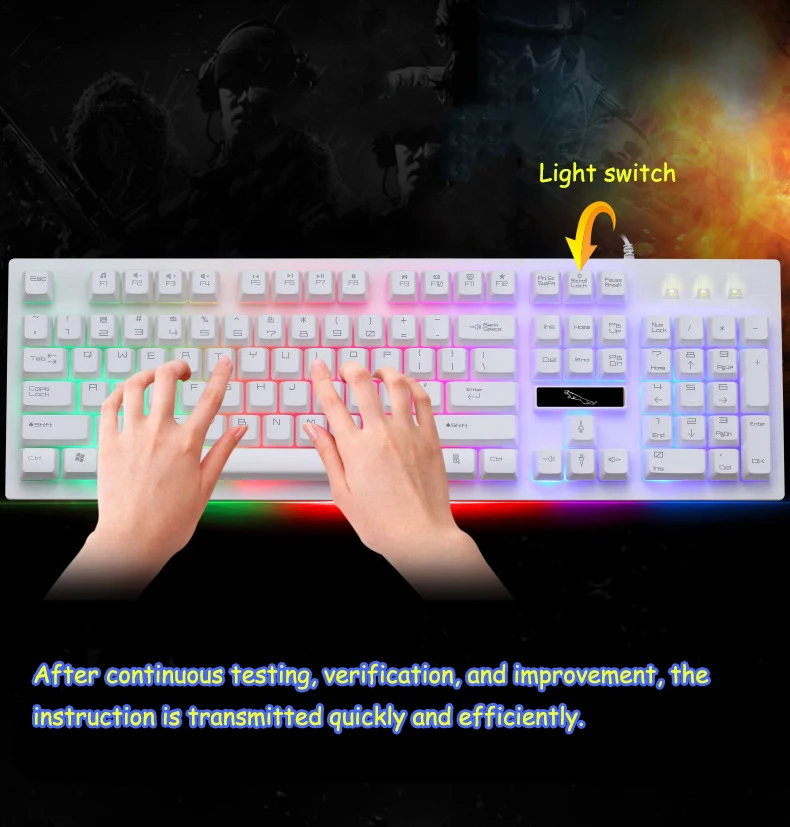 USB Проводная Механическая игровая клавиатура с RGB подсветкой водонепроницаемая