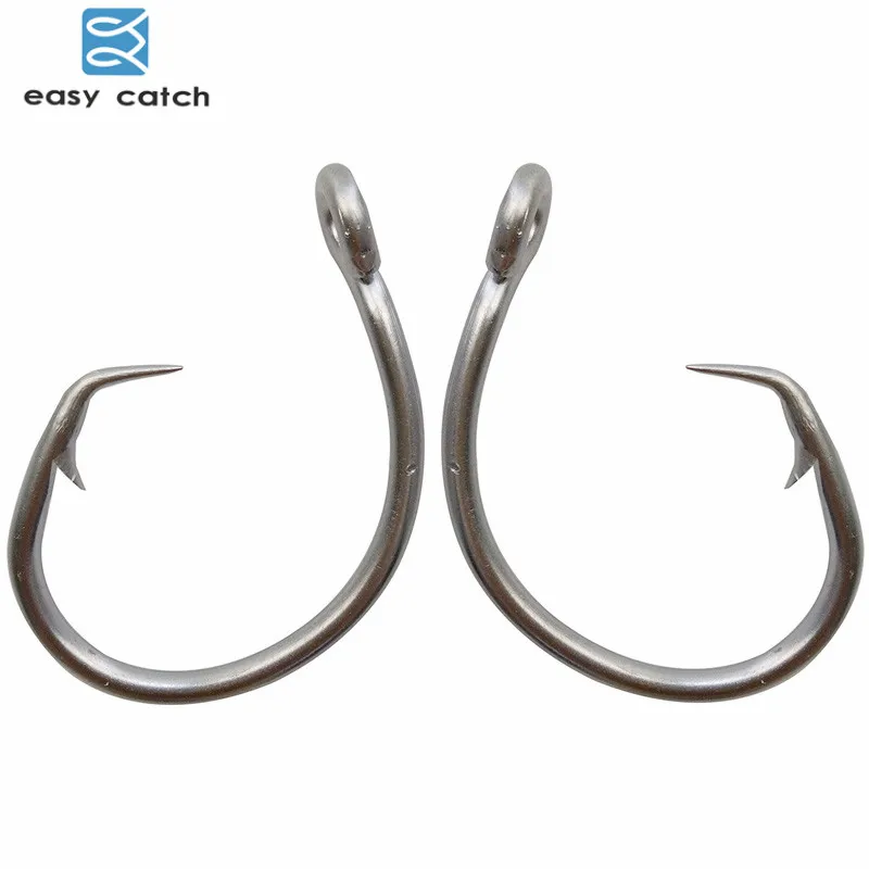 Easy Catch 50pcs 39960 Stainless Steel White Offset Tuna Circle Bait  Fishing Hook Size 8/0 9/0 10/0 11/0 12/0 13/0 14/0 15/0