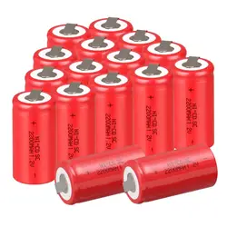 Высокое качество! 18 шт. Sub C SC Батарея аккумуляторная батарея 1.2 В 2200 мАч ni-cd Батарея Батареи- красного цвета 4.25*2.2 см