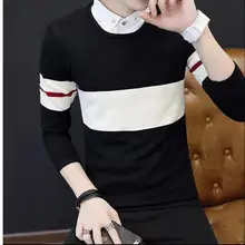 Длинный рукав рубашка воротник головы мужские свитера вязаный свитер визуально без подкладки Верхняя одежда свитер культивировать один морали