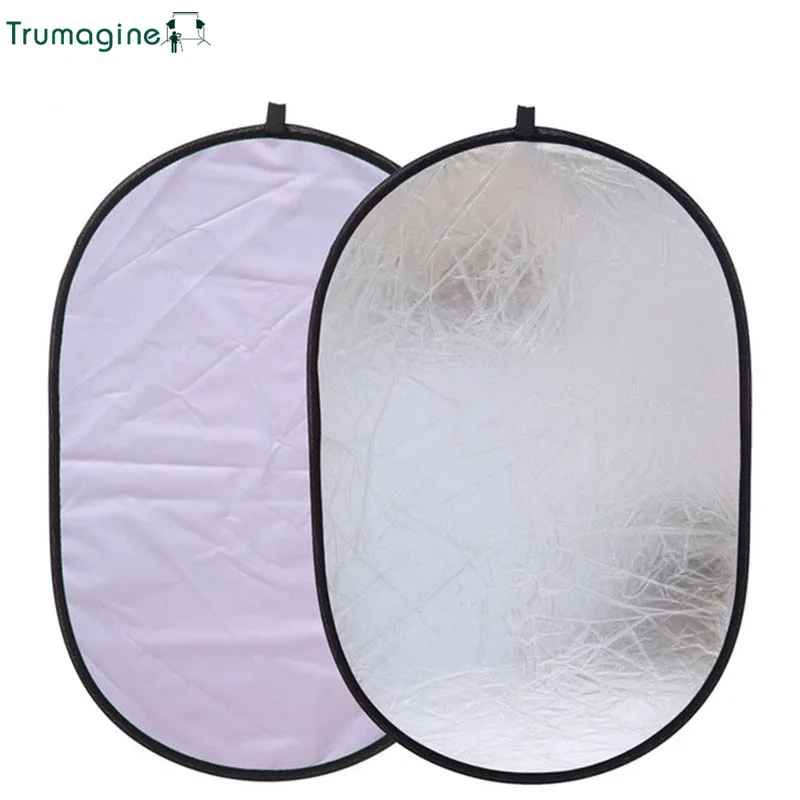 

TRUMAGINE 60x90CM 2 in 1 Portable Collapsible Silver&White Photography Reflector Oval Photo Studio Light Reflector Camera