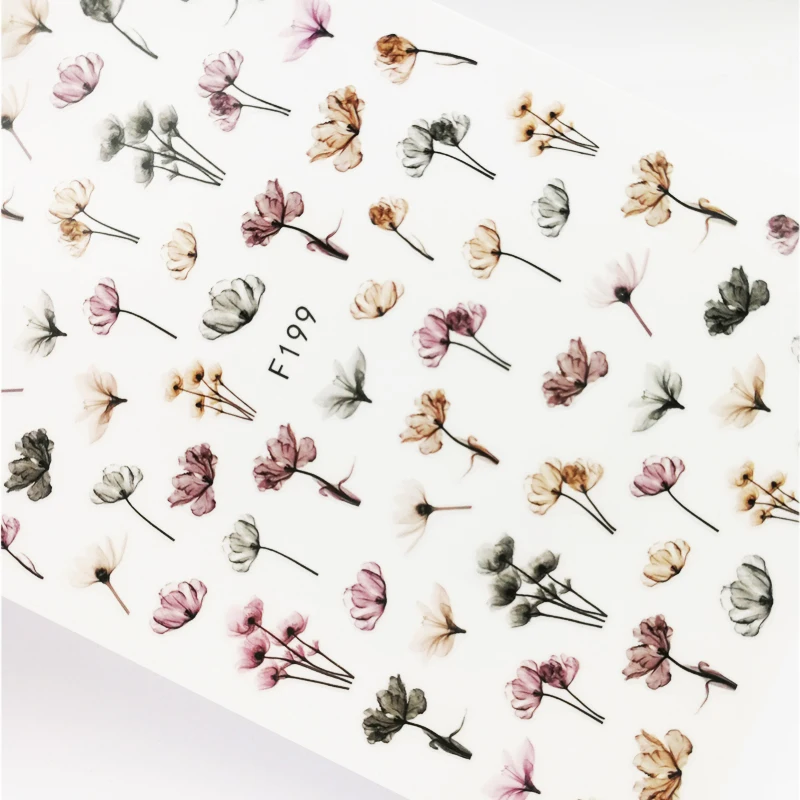 Рельефные 3D наклейки для ногтей с цветущим цветком, наклейки, клеящиеся наклейки для маникюра, украшения для ногтей, дизайнерские аксессуары