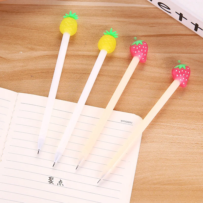 

24pcs Japanese Korean creative stationery cute fresh fruit gel ink pen black 0.38 mm ink pen stationery pens for school