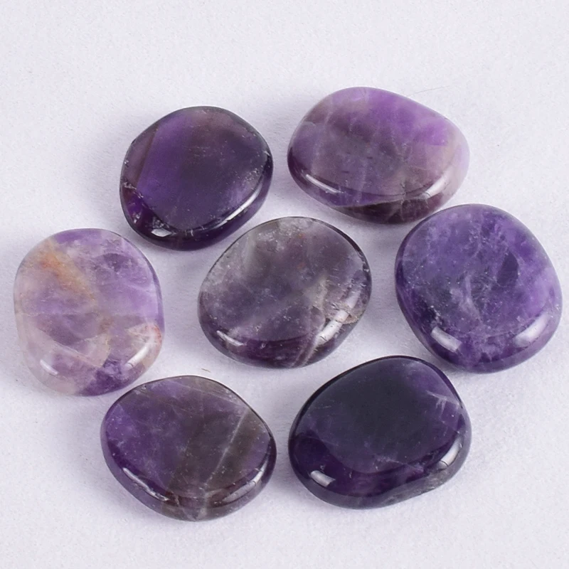 

Natural amethyst stone palm stone 30*22*7 mm crystal mineral quartz polishing slices Chakra set spiritual Reiki Healing energy