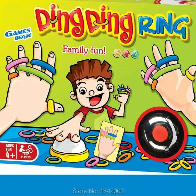 Семейное веселое кольцо Ding Toy отличные вечерние гаджеты забавные игрушки, 1 колокольчик, 24 открытки с картинками 60 шт. кольцо для волос