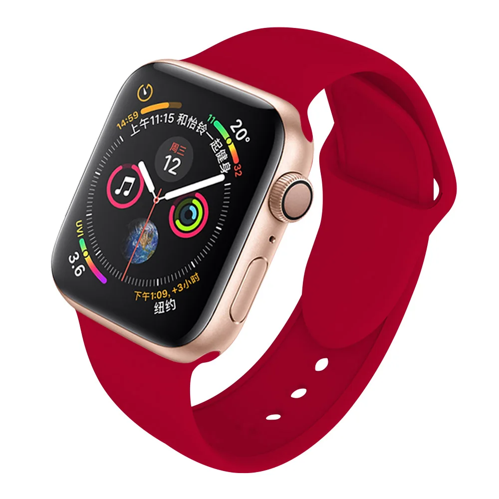 Ремешок SCELTECH для apple watch band 4 3 Iwatch band 38 мм 42 мм для apple watch ремешок 44 мм 40 мм спортивный силиконовый браслет ремешок для часов - Цвет: Rose Red