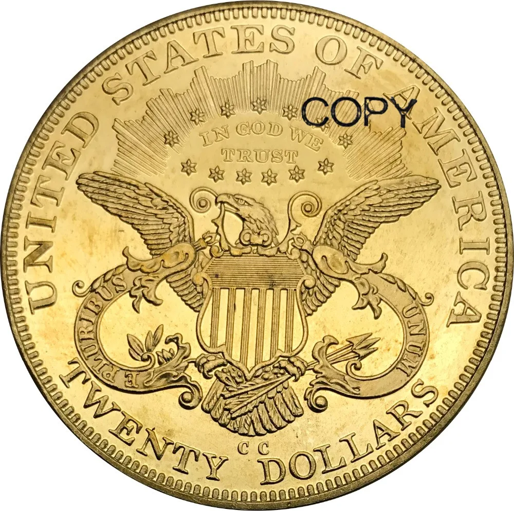 1892 1892 cc 1892 s США 20 долларов Liberty Head-двуглавый орёл с девизом 20 долларов латунные металлические копии монет
