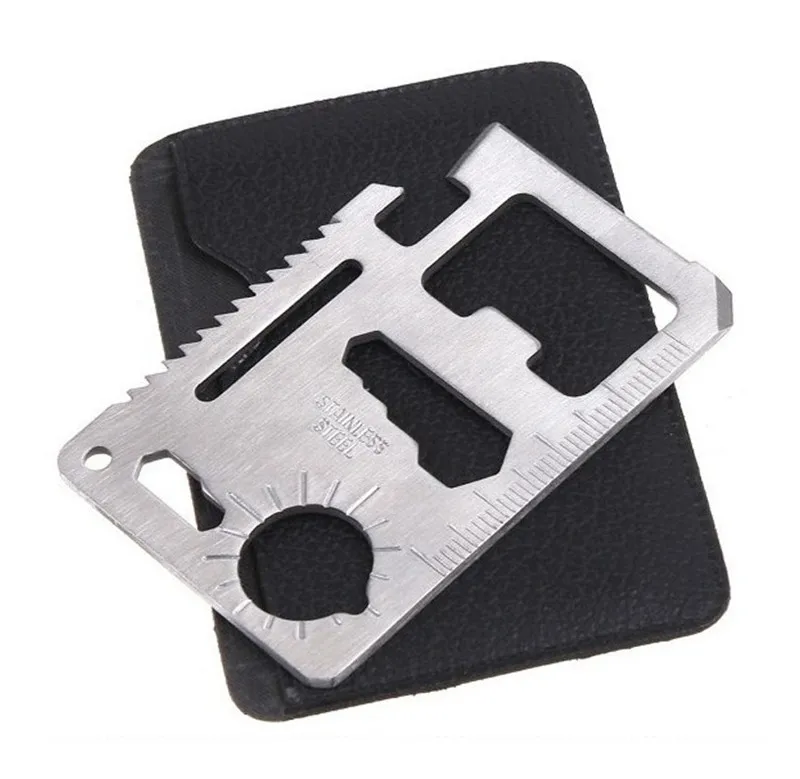 

2pcs 11 in 1 Multi-functional Pocket card Camping Wallet Tools Wrench for Field Survival Wallet Tool