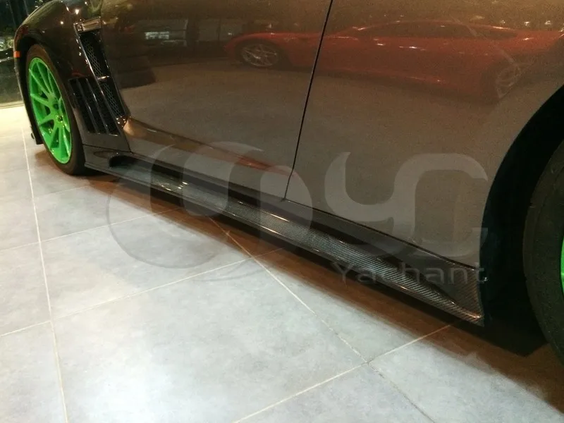 2008-2013 Nissan  R35 GTR CBA DBA TP Style Wide Side Skirts CF (3)