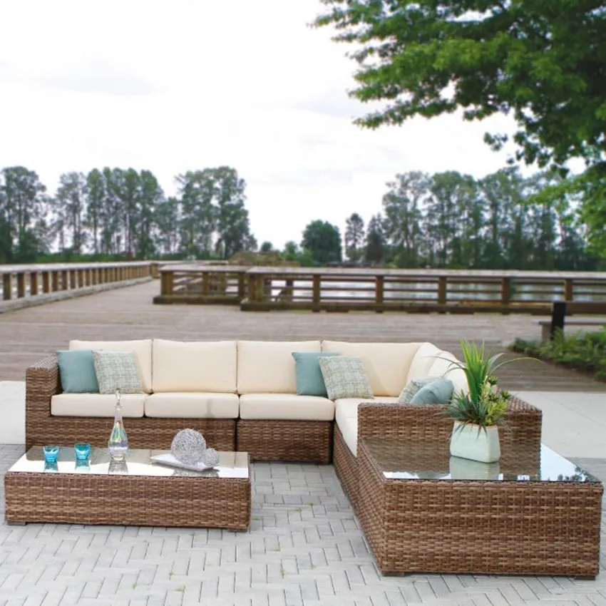Juego de muebles de mimbre para exteriores, sofá de patio, barato