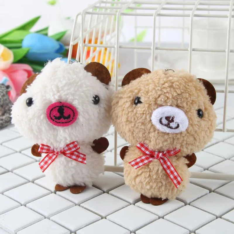 

10CM Long Curly Bear Plush Toy Keychain Mobile Phone Pendant Doll Costume Accessories Children's Children's Bag Bear Gift