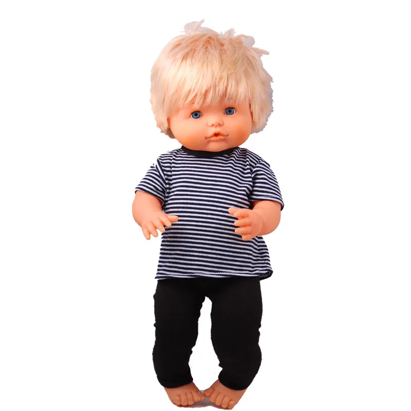 Одежда для куклы 41 см Nenuco Accesorios Nenuco y su Hermanita черно-белая полосатая футболка и джинсовая юбка для куклы 16 дюймов - Цвет: T-shirt black pant