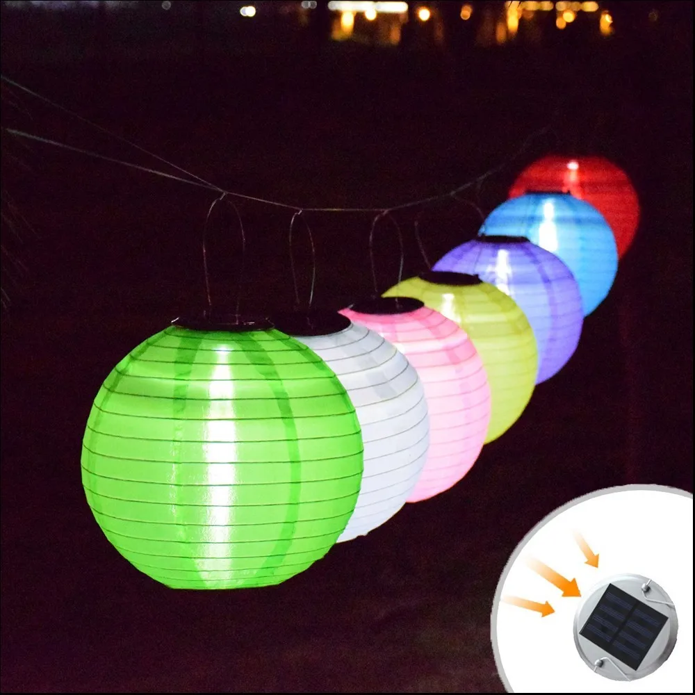 12inch Lantern Solar Garden Light Outdoor Lantern Ball Solar Fairy Globe Lamp Wedding Decoration With Battery Holiday Lighting