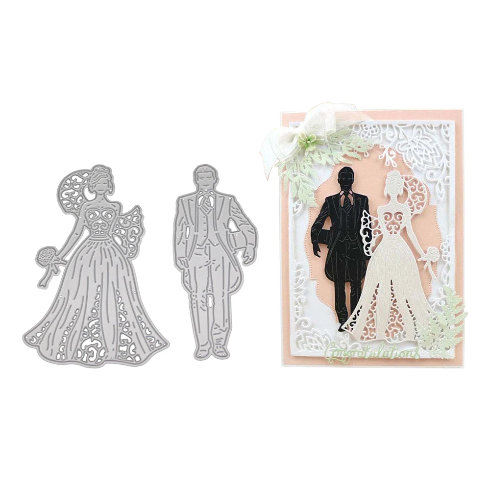 

Wedding invitation Groom&Bride Metal Cutting Dies Stencils for DIY Scrapbooking/photo album Decorative Embossing DIY Paper Cards