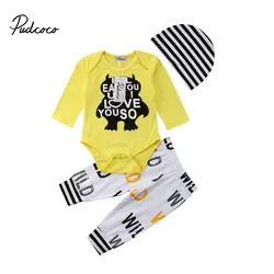 Pudcoco/2018 комплекты одежды для новорожденных мальчиков и девочек, комбинезон с длинными рукавами с мультяшным монстром + штаны с завязками на
