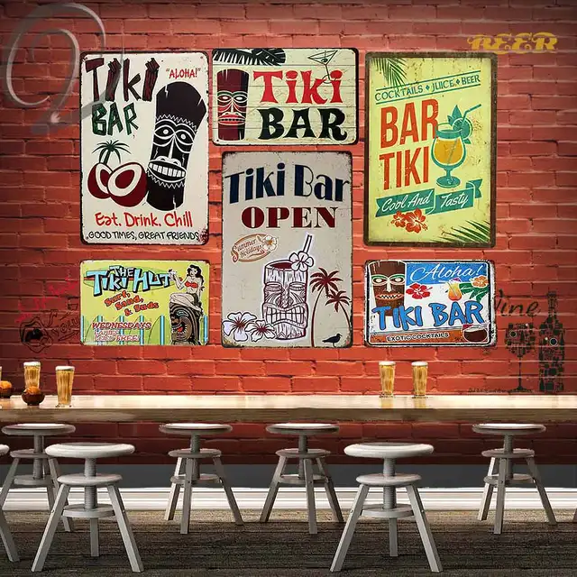 The Tiki Hut Surf Sand And Suds Metal Plaques Shabby Chic The Tiki Hut Surf Sand And Suds Metal Plaques Shabby Chic Plates 20 30cm Tin Signs Hotel Bar Pub Wall Decor