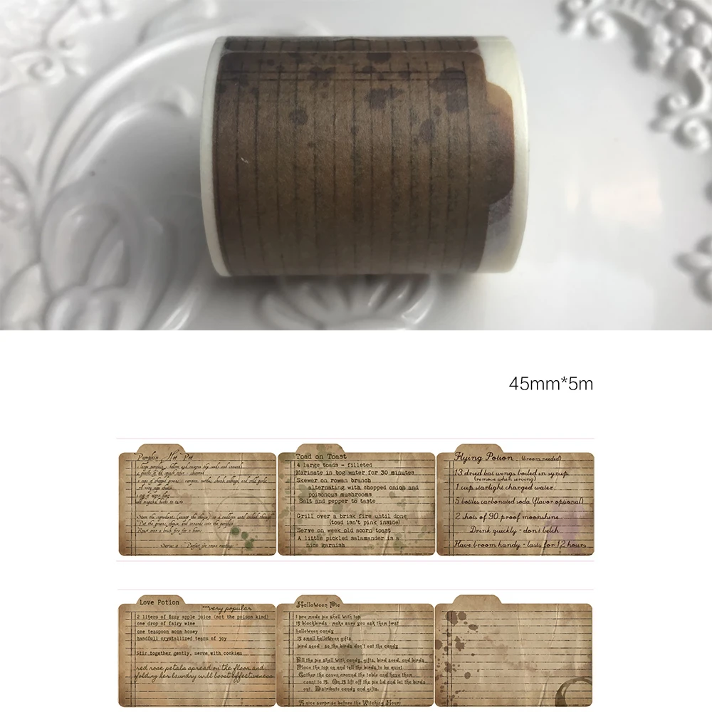 

4.5cm 5m 1 pcs old file design washi tape Scrapbook use as Sticker gift seal Label Masking home gift decor