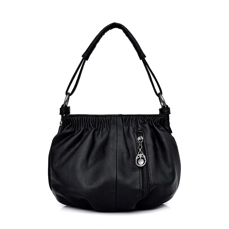 Женские сумки-мессенджеры, маленькие сумки Corssbody для женщин, мягкая кожаная сумка через плечо для дам, винтажные сумки, высокое качество, новинка - Цвет: black