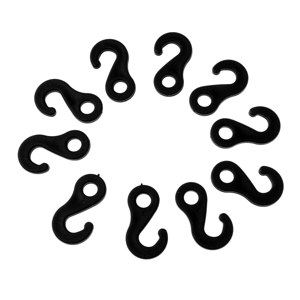 10 Pcs Plastic Shock Bungee Cord Karabiner Hook Elastic Cord Rope End Buckle Camping Tent Tools 