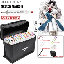 TOUCHNEW 30/40/60/80/168 Цвета ручка маркер комплект Dual Head эскиз маркеры кисточки ручка для рисования манга анимация дизайн товары для рукоделия