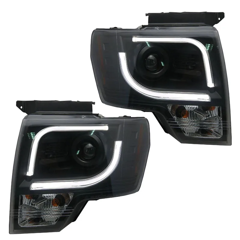 

for Ford Raptor F150 Bi-xenon Headlights with led bar light Black Housing fit 2008-2014 year cars