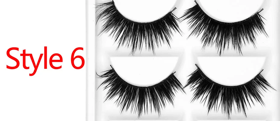 Kimcci 5 Pairs 6 Style Mink Lashes 3D Mink Eyelash Handmade Reusable Natural Faux Eyelashes Cruelty free False Lashes Cilia