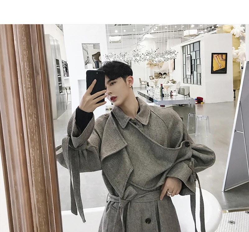  Trench Coat Men Streetwear Punk Rave Gothic Long Jacket  (16)