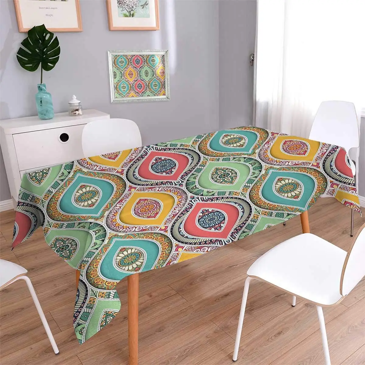 buy Square Ethnic Ornamental Arabian Ottoman Persian Bohemian Antique Motif Oblong Wrinkle Resistant Tablecloth