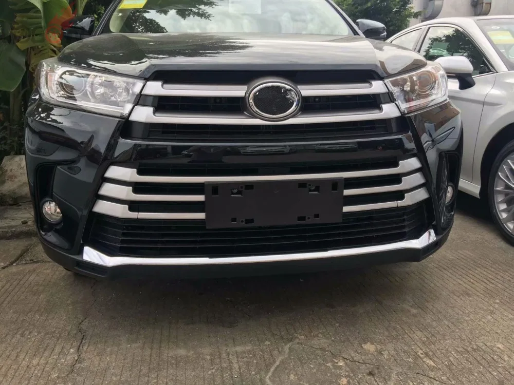 For Toyota Highlander 2018 Car Front Lower Bumper Strip Lip Protect Trim Chrome