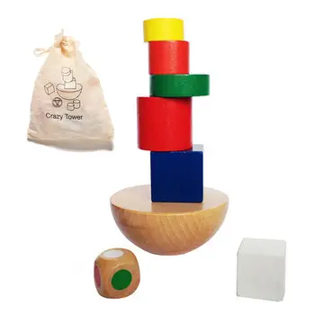 

1 Set Baby Wooden Blocks Small Size Toys with Bag Canvas Child Family Geometric Block Balancing Game Toy Gifts