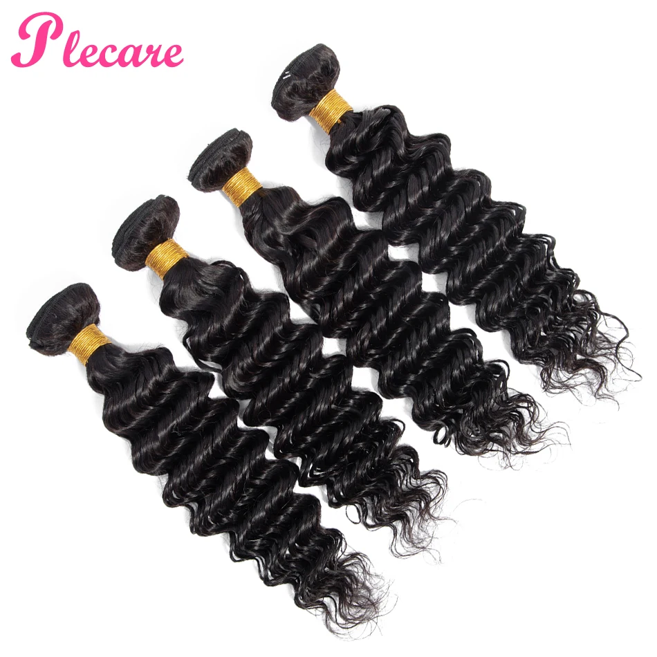 

Plecare Peruvian Deep Wave Hair Weave 3&4 Bundles 100% Human Hair Extensions Natural Color 8-26 Inch Non-remy Free Shipping