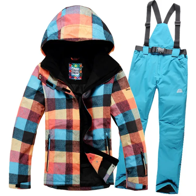 Cheap 2016 women's winter ski jackets windproof waterproof ski suit warm-keeping windbreaker jacket +Ski pants Outdoor sportswear free